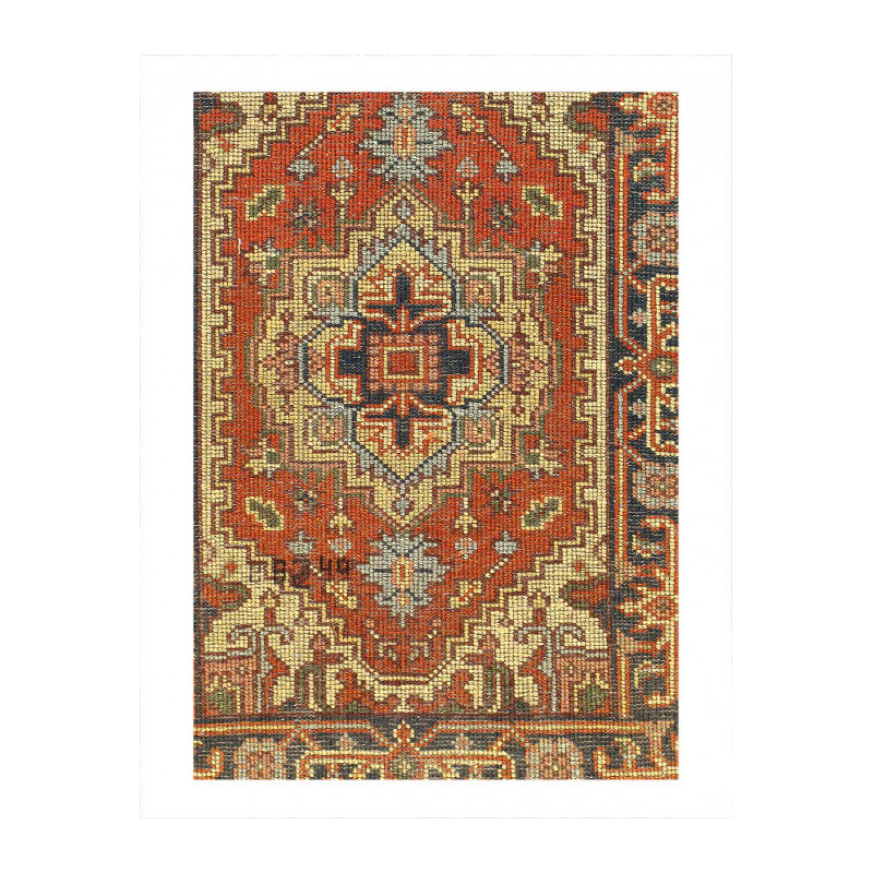 Tapis unique en laine 2 pi x 3 pi Demelza - rouille, bleu marine, or