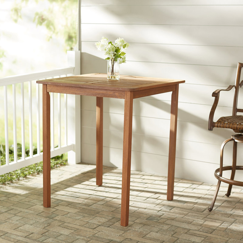 Gwenda Square Outdoor Bar Table With Umbrella Hole , 35.5'' in. W 35.5'' in. D, Cinnamon Brown