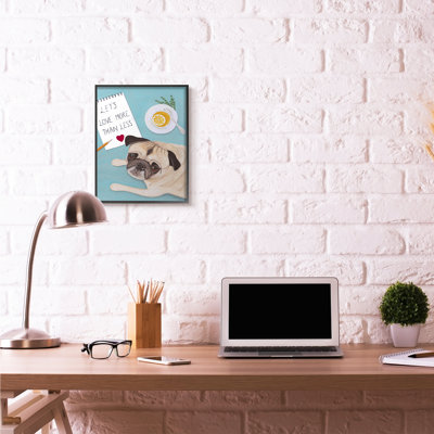«Love More Pug with Tea Dog» par Sally B - reproduction d'art