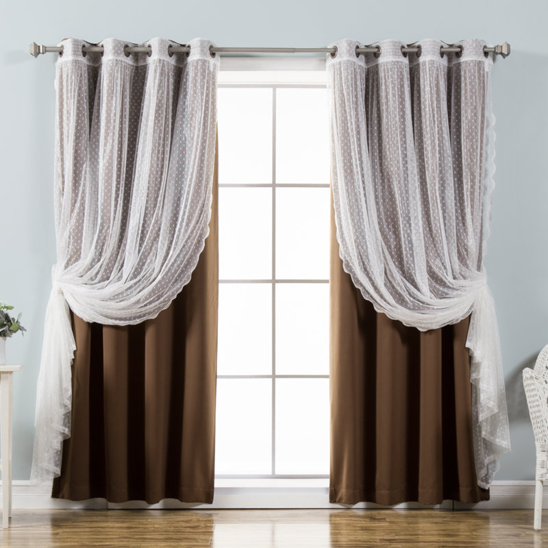 Paire de rideaux obscurcissant Tulle, Chocolat, l 52 po x L 84 po