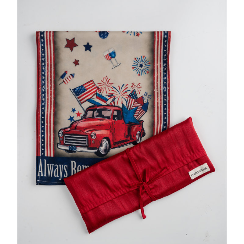 D'Moksha Homes 4Th July Print Table, 48" x 13"