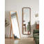 Miroir pleine grandeur en bois de hêtre massif, miroir autoportant avec support, miroir corps en bois naturel pour le salon de la chambre à coucher, miroir mural 2 en 1