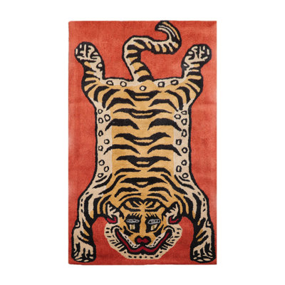 Tapis terre cuite touffeté à la main à motif animal 3 pi x 5 pi