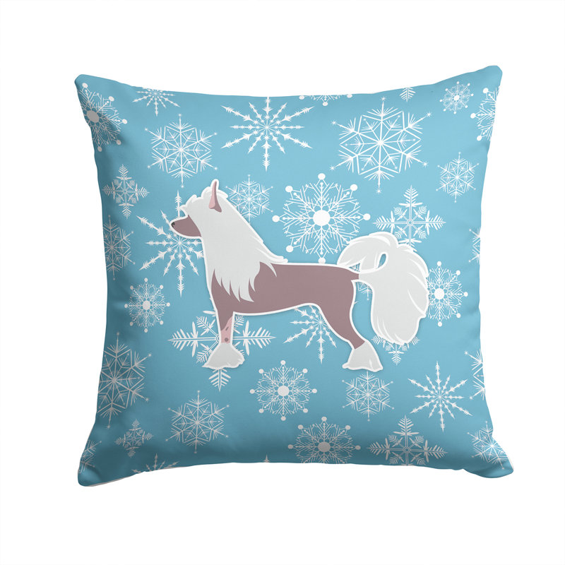 Coussin intérieur/extérieur en flocons d’hiver, H 14 po x l 14 po x P 3 po
