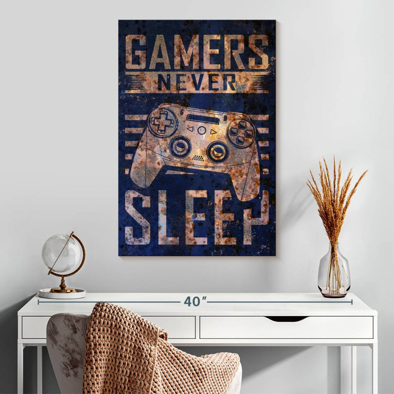 Senne Gamers Never Sleep Typography, 30" H x 20" W