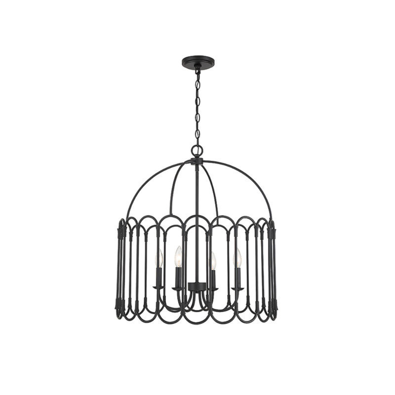 Luminaire suspendu en métal 4 lumières, Noir mat