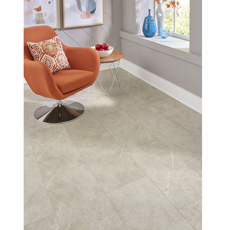 Rigid Core Vinyl Tile 6mm Thick x 12" Width x 24" Length, Ainslie Sandstone