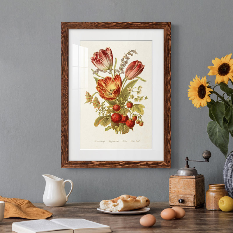 Antique Floral Bouquet IV - impression encadrée, Cadre en érable, H 38 po x l 28 po x P 1 po