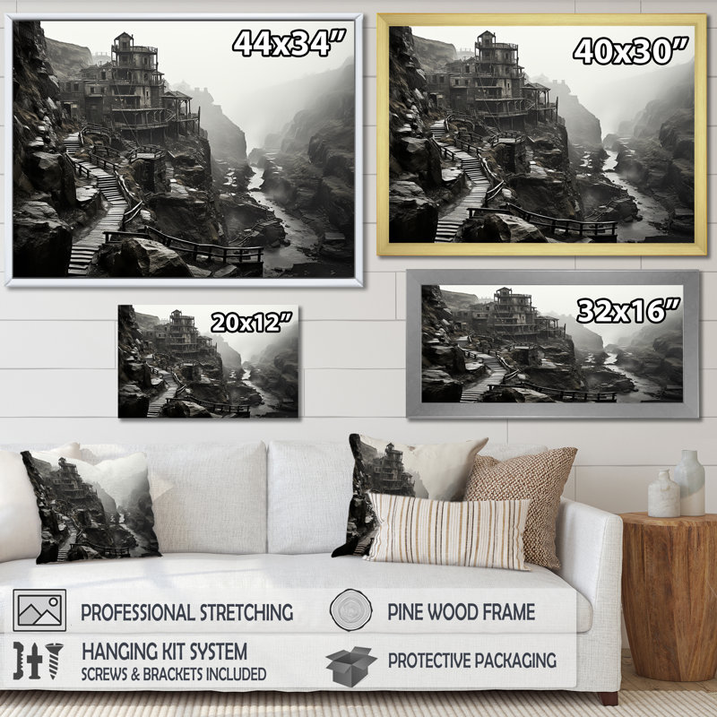«Moody Serenity Landscape III», reproduction sur toile, Cadre simple noir, H 12 po x l 20 po x P 1 po