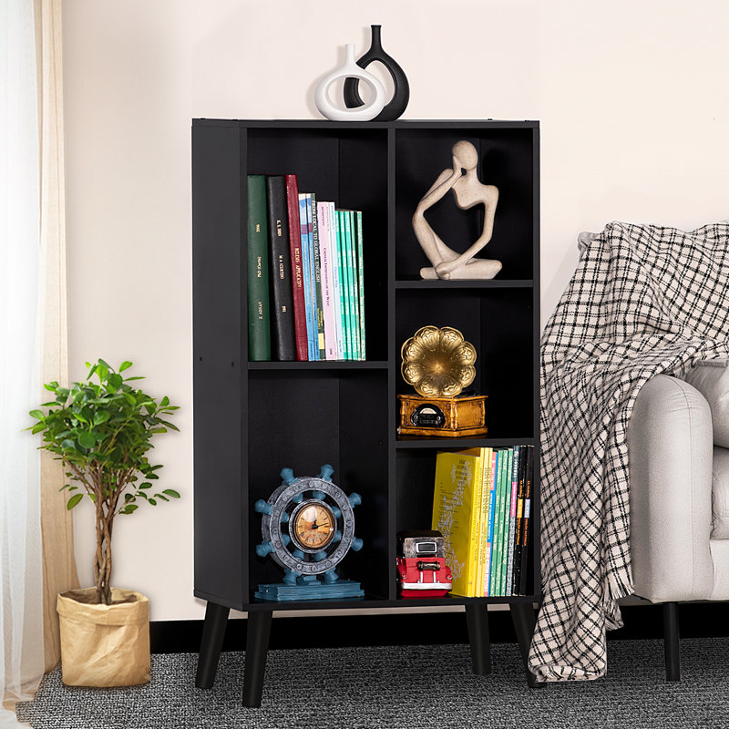 5 Cube Bookshelf 3-Tier Bookcase With Legs,Book Shelf Cute Storage Organizer,Free Standing Open Toy Shelves Wood Bookshelves,Display Bookcases For Bedroom,Living Room