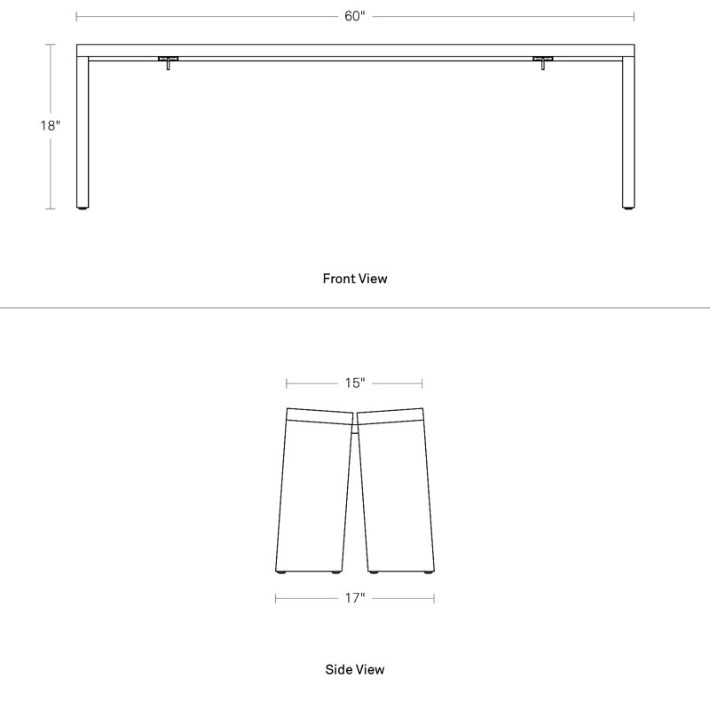Amicable Solid Wood Dining Bench, Walnut, 17.5" H x 60" W  x 17.1" D