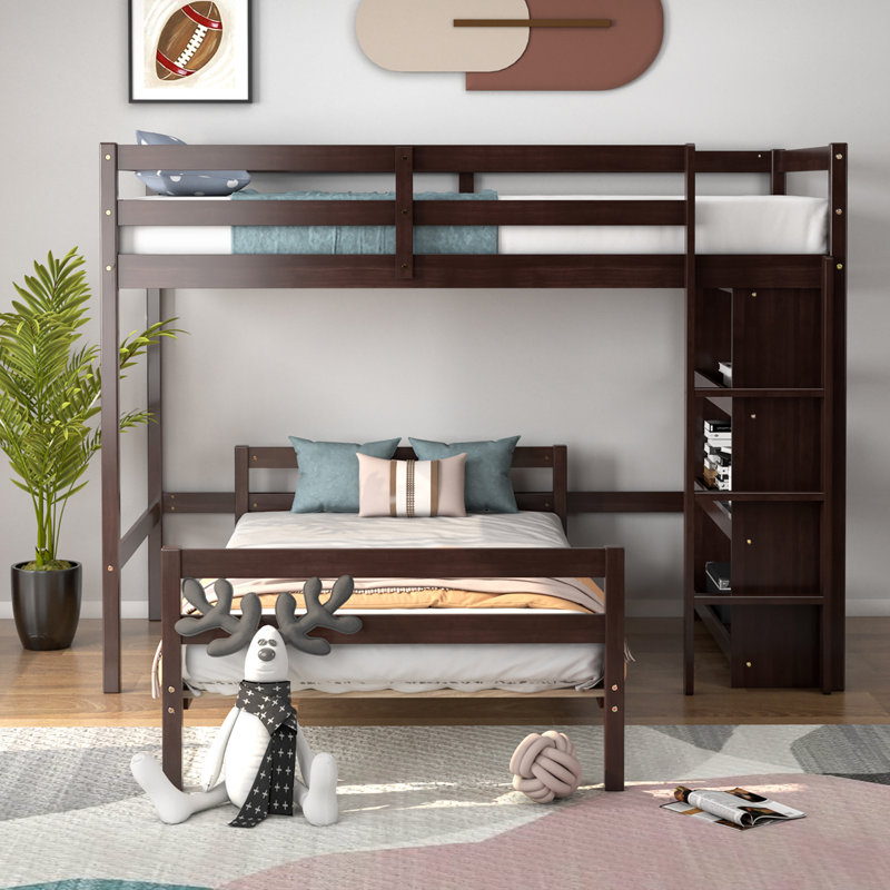 Emeteria Kids Twin Over Twin Bunk Bed, Espresso