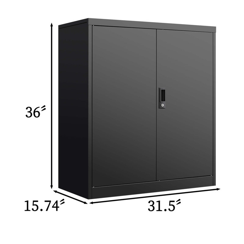 Classeur verrouillable avec portes et 2 tablettes réglables pour la maison