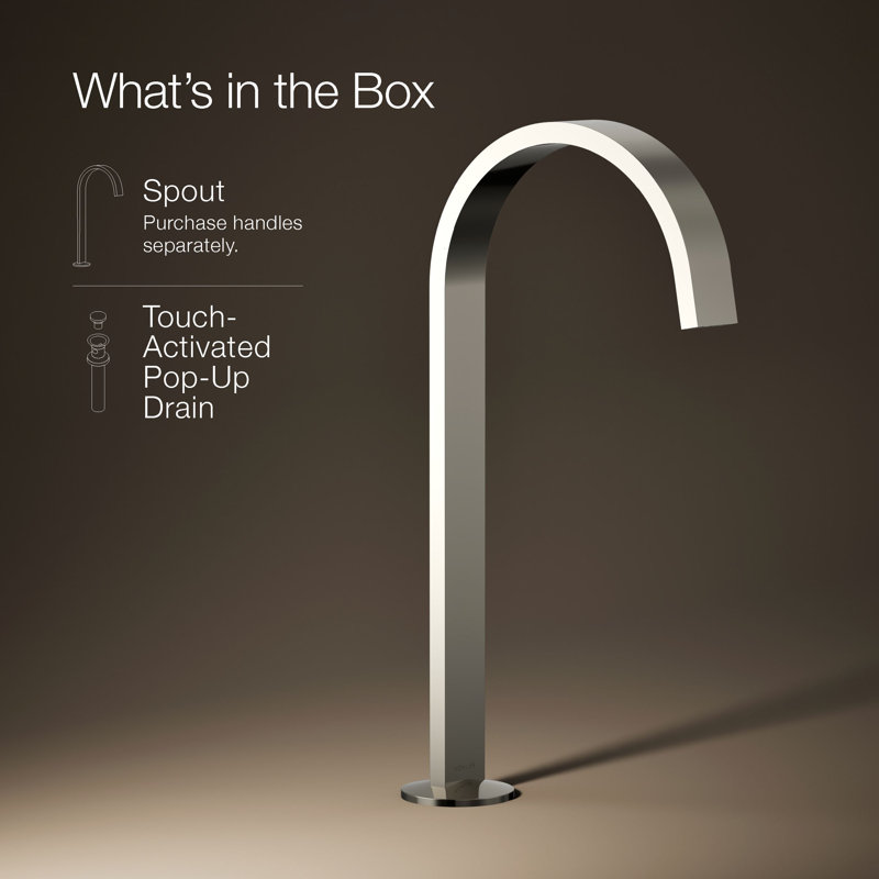 Components Bathroom Sink Spout With Ribbon Design, Polished Nickel