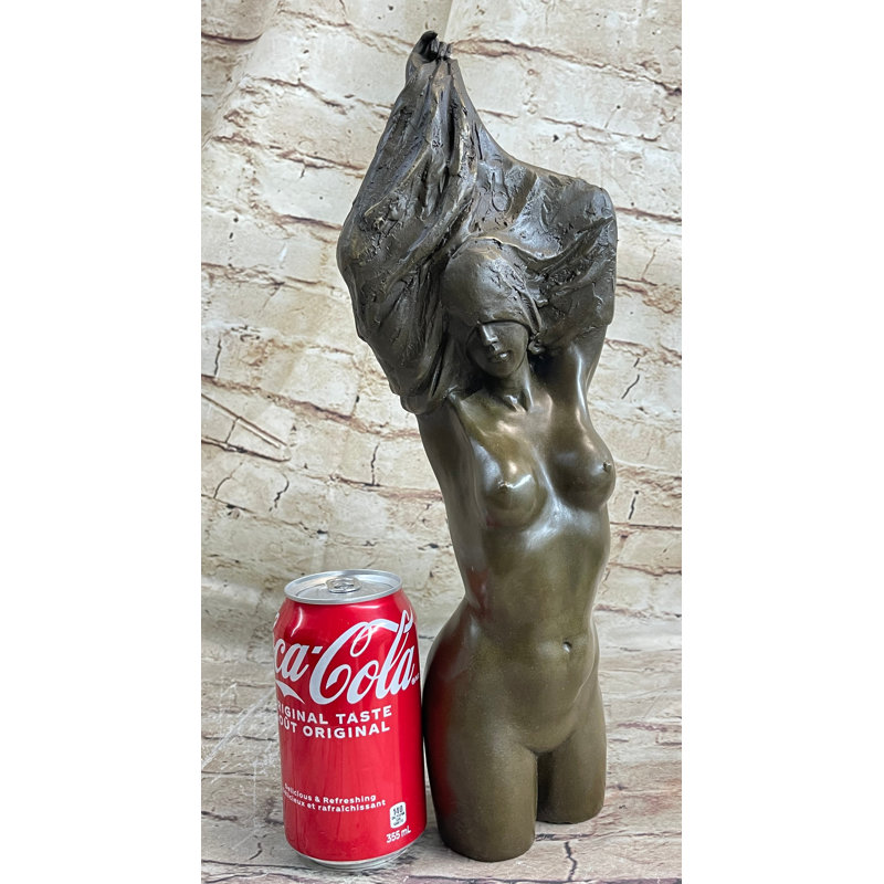 Figurine de sculpture de bronze torse nu, femme qui prend son envol