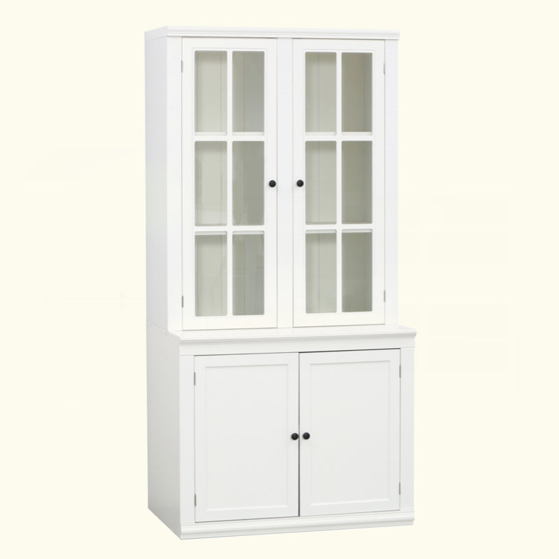 Vitrine de 75,25 po de hauteur avec portes en verre doubles, armoire à vaisselier de style traditionnel pour couloirs de salon, de cuisine, de maison, de studio ou d'espace de travail