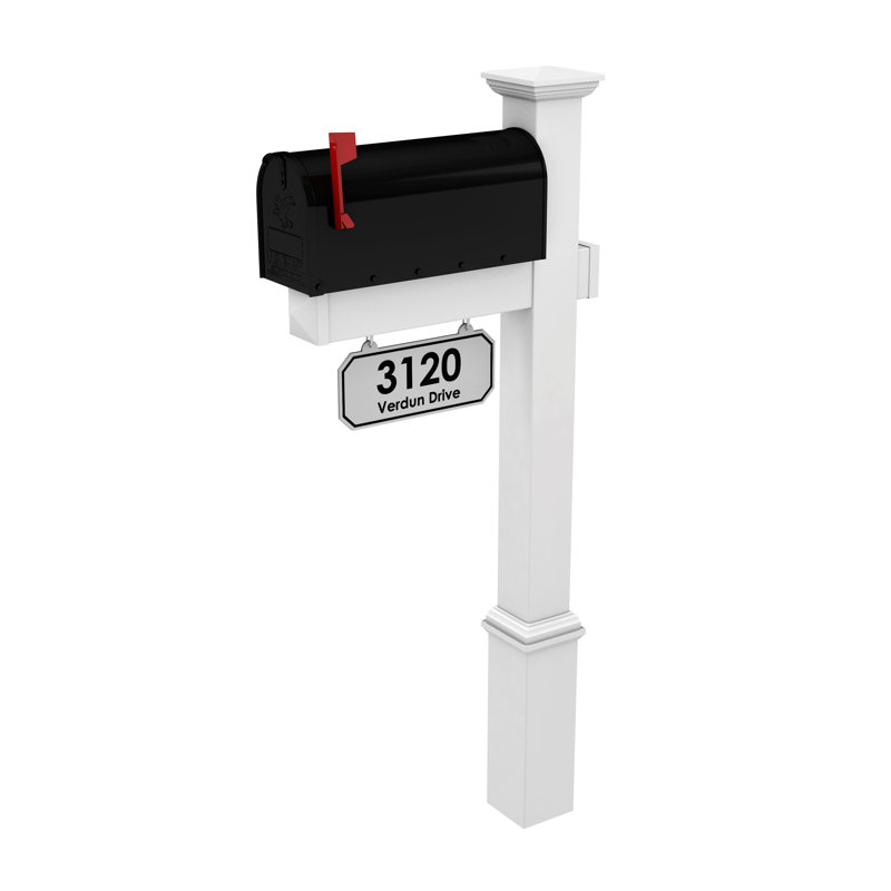 Personalized Post Mounted Mailbox with Address Plate, Yes