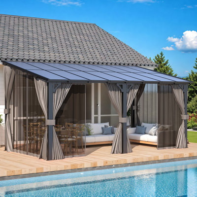 Pergolas murales avec rideaux et filet Lean-To