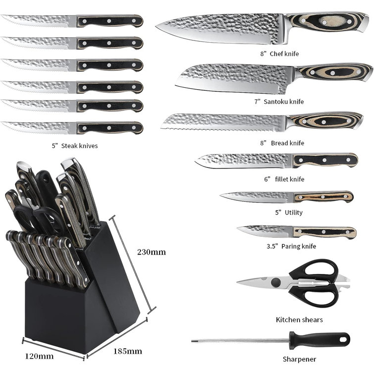 QXXSJ 5 Piece Stainless Steel Assorted Knife Set