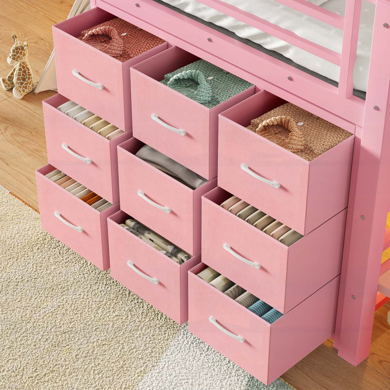 Twin Low Loft Bed with Multi-Storage Spaces, Including Fabric Drawers, Fabric Shelves, Storage Stairs, and Integrated Lights, Ideal for Small Rooms