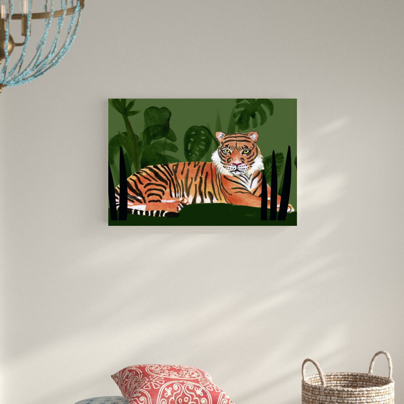 «Tiger Tiger I» par Alicia Ludwig - peinture sur toile tendue, H 20 po x l 30 po