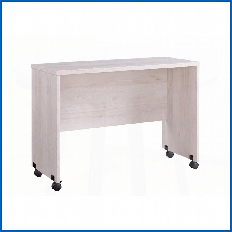 Table basse mobile en chêne blanc Mid-Century avec roues verrouillables, facile à déplacer pour le salon