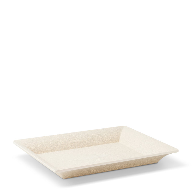 Cream Shagreen Handmade Rectangular Serving Tray