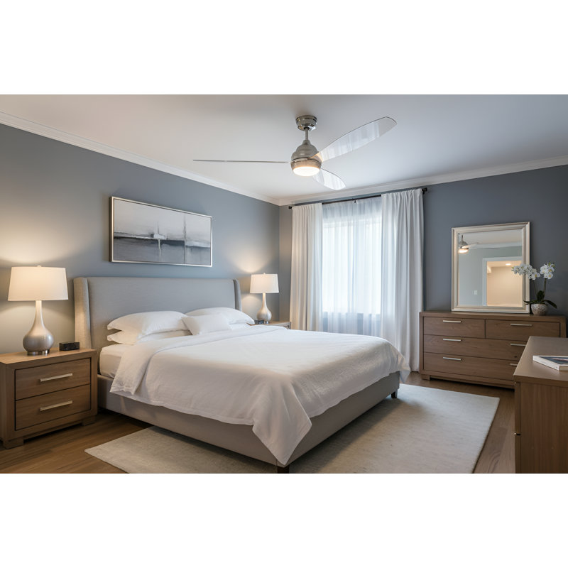 Ventilateur de plafond 60 po avec lumières DEL Gruenbaum, Chrome