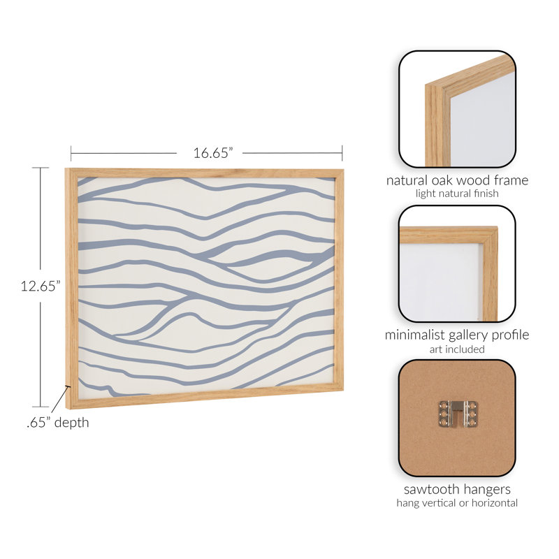 «Simple Elegant Coastal Waves» par The Creative Bunch Studio, reproduction d'art encadrée, Encadrement brun clair