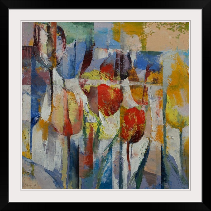 «Anjlee Tulips» par Michael Creese, reproduction d'art, H 20" x l 20" x P 1", Cadre noir