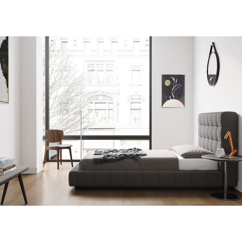 Thompson Upholstered Wingback Bed, Carbon Gray, King