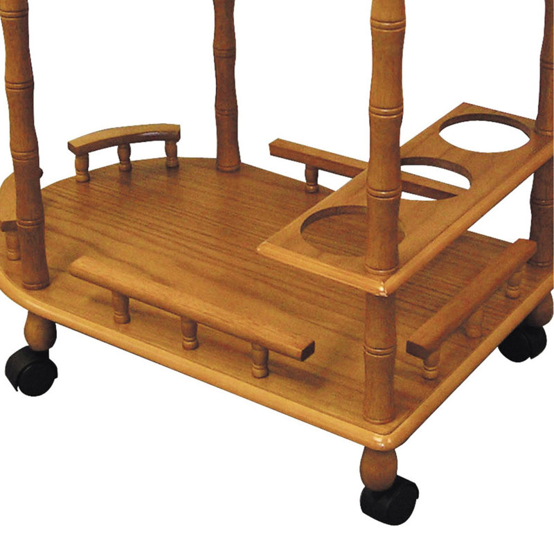 Grande table à vin 29 po en bois à 2 niveaux avec finition chêne