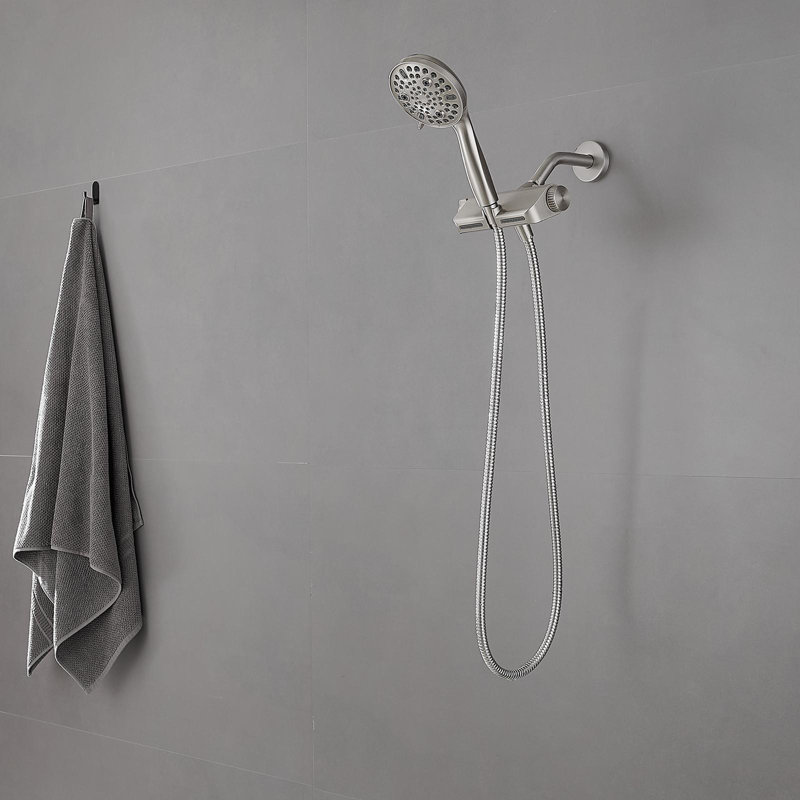 Pomme de douche murale double à 10 jets et pomme de douche à main 1,8 gallons par minute, Nickel brossé