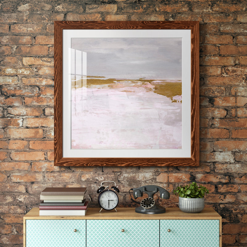 «Magenta Skyline II», reproduction encadrée de qualité supérieure - prête à être accrochée, Cadre en érable