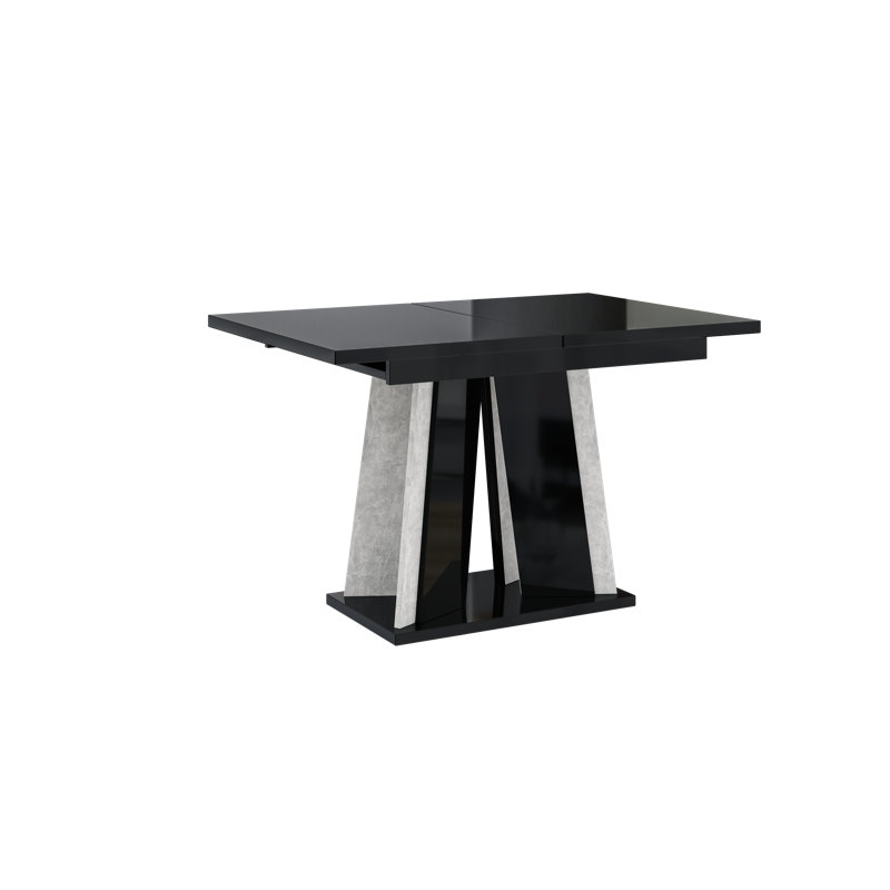 Doha Table Extendable Dining Table, Black Gloss Stone