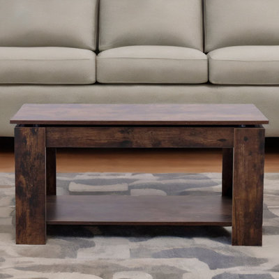 Barrymore Lift Top Coffee Table with Storage Hidden Compartments and Shelf Living Room Furniture