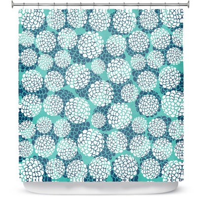 Rideau de douche simple aqua fleurs Lugo