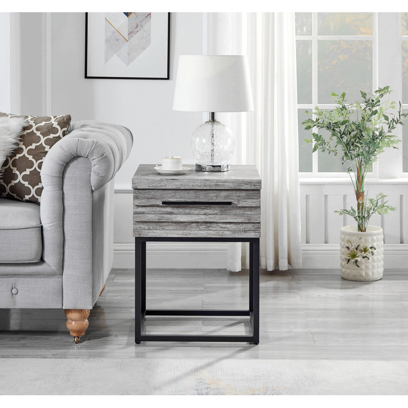 Table de bout avec rangement Sacheen Judesa, Gris