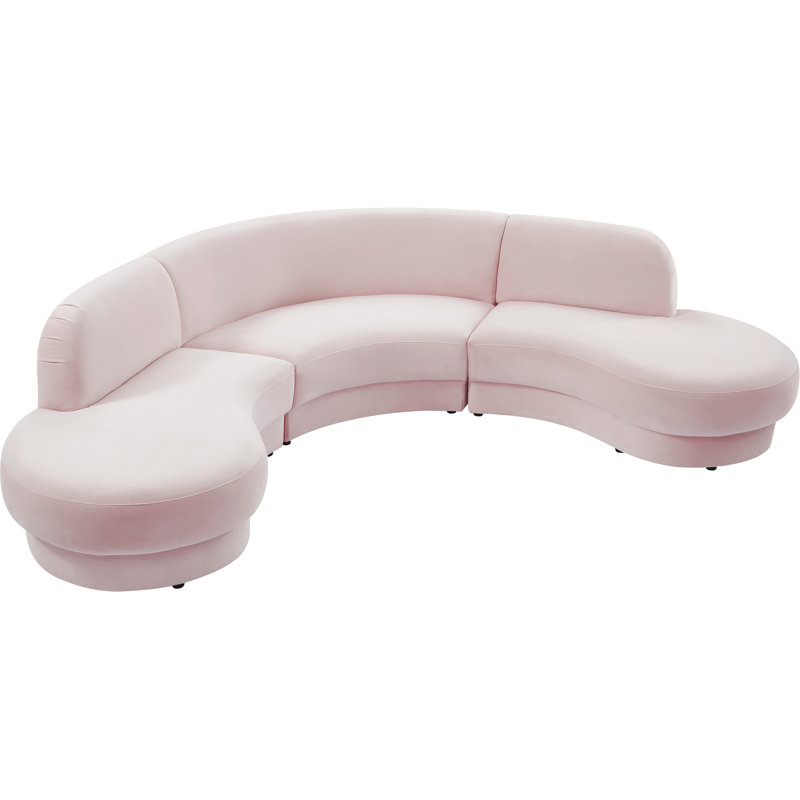 Velvet Sectional Symmetrical, Pink Velvet