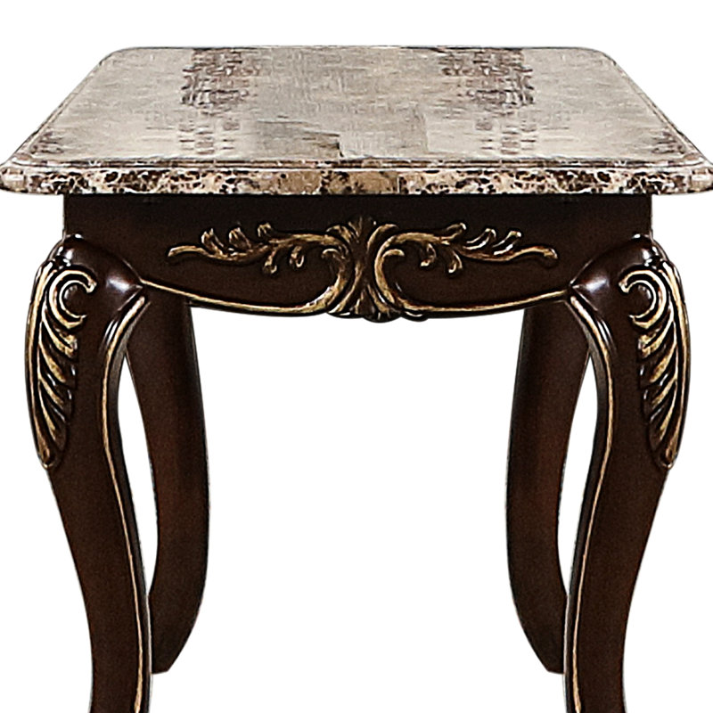 Élément de finition élégant, en bois de cerisier et en marbre, s'adapte à plusieurs styles de décoration, bureau de salon polyvalent à installation instantanée, rehausse l'ambiance, aucun assemblage requis
