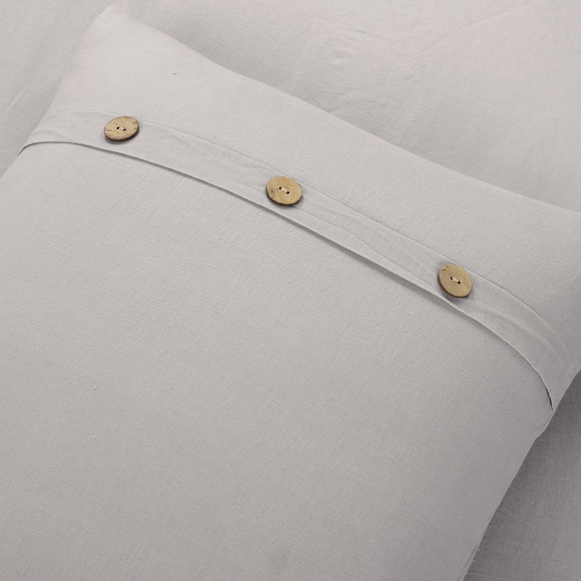 Yeni Belgian Flax Linen Duvet Cover Set, Gray, Full/Queen Duvet Cover + 2 Standard Shams