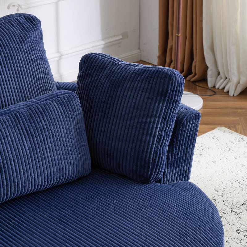 41"W Crescent Upholstered Velvet Swivel Accent Chair, Blue