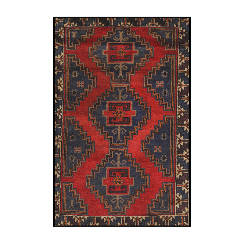 Tapis oriental bleu marine / rouge, Rectangle 6 pi x 9 pi