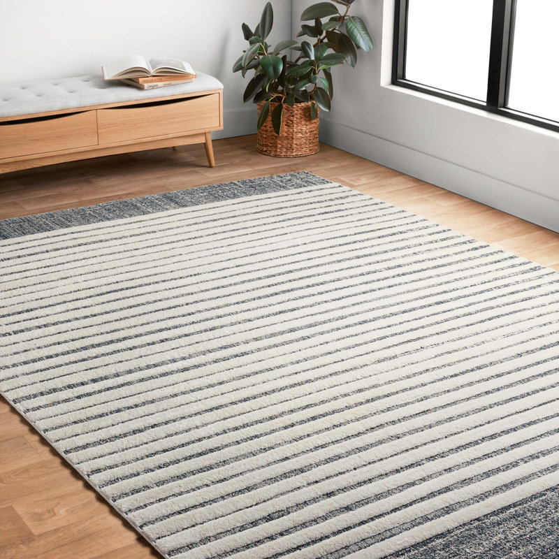 Mischa Power Loom Ivory/Gray Area Rug, Rectangle 3'7" x 5'7"