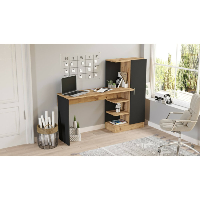 Parvati Writing Desk, Oak/Black