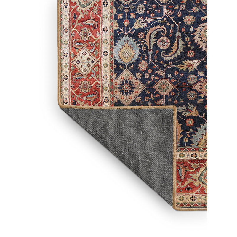 Tapis oriental bleu marine / orange Delray, Rectangle de 2 pi x 3 pi