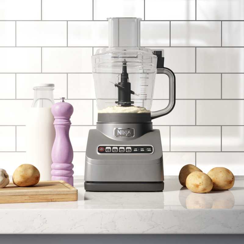 Ninja Food Processor, Professional Plus, 1000 Peak Watts, 4 Functions for Chopping, Slicing, Purees & Dough with 9-Cup Processor Bowl, 3 Blades, Food Chute & Pusher, Silver