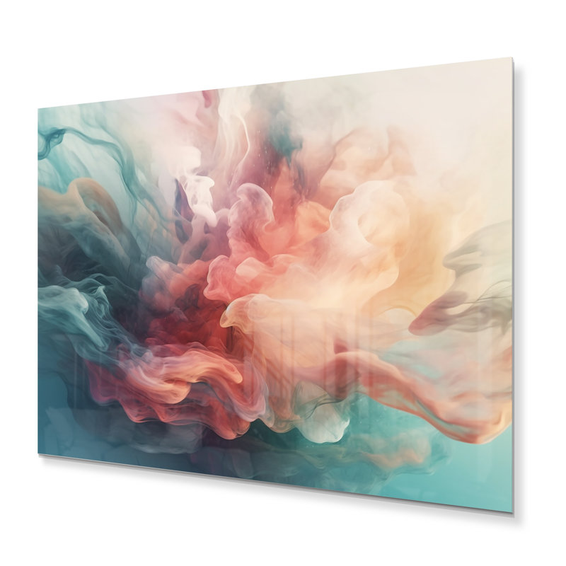 «Orange Blue Dancing Colors I» sur impression métallique, H 24 po x l 32 po x P 1 po