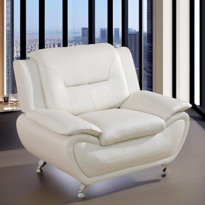 Elin White Vegan Leather Couch Living Room Chair
