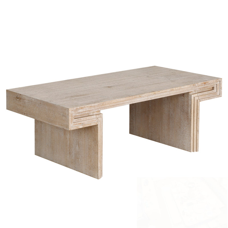 Rectangular ffee Table with sturdy wooden legs, Antique Natural